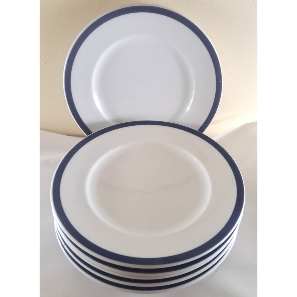Vintage Williams Sonoma Brasserie Blue Dinner Plates Set Of 6 Japan 11"